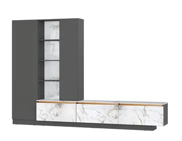 Гостиная Ницца ГС-03 графит/мрамор золотой MF15