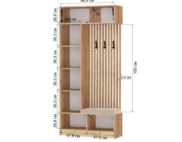 Центральная секция Руэлла  дуб крафт серый/дуб кр