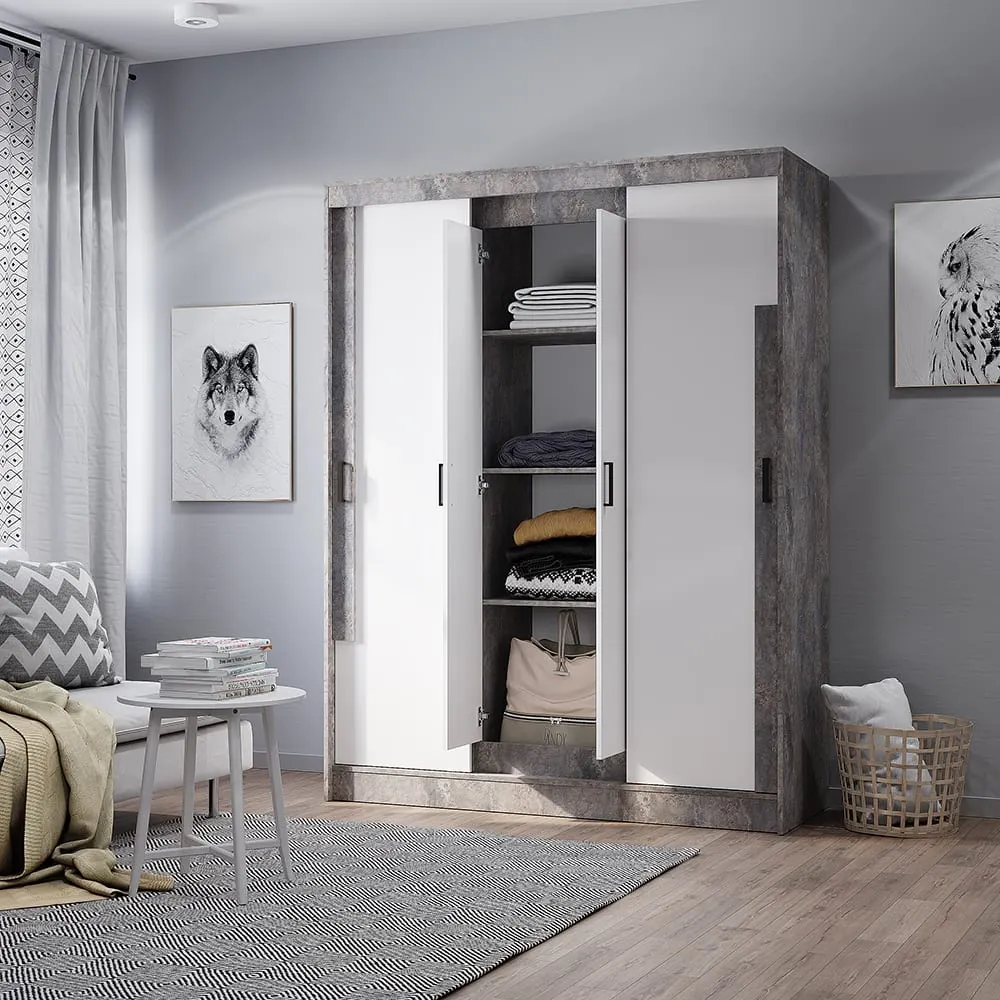 Шкаф-купе Смарт ШКК-06 цемент светлый/белый
