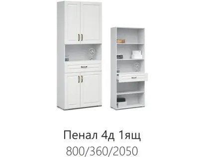 Лацио Пенал 4д 1ящ Белое дерево (ручка бронза)