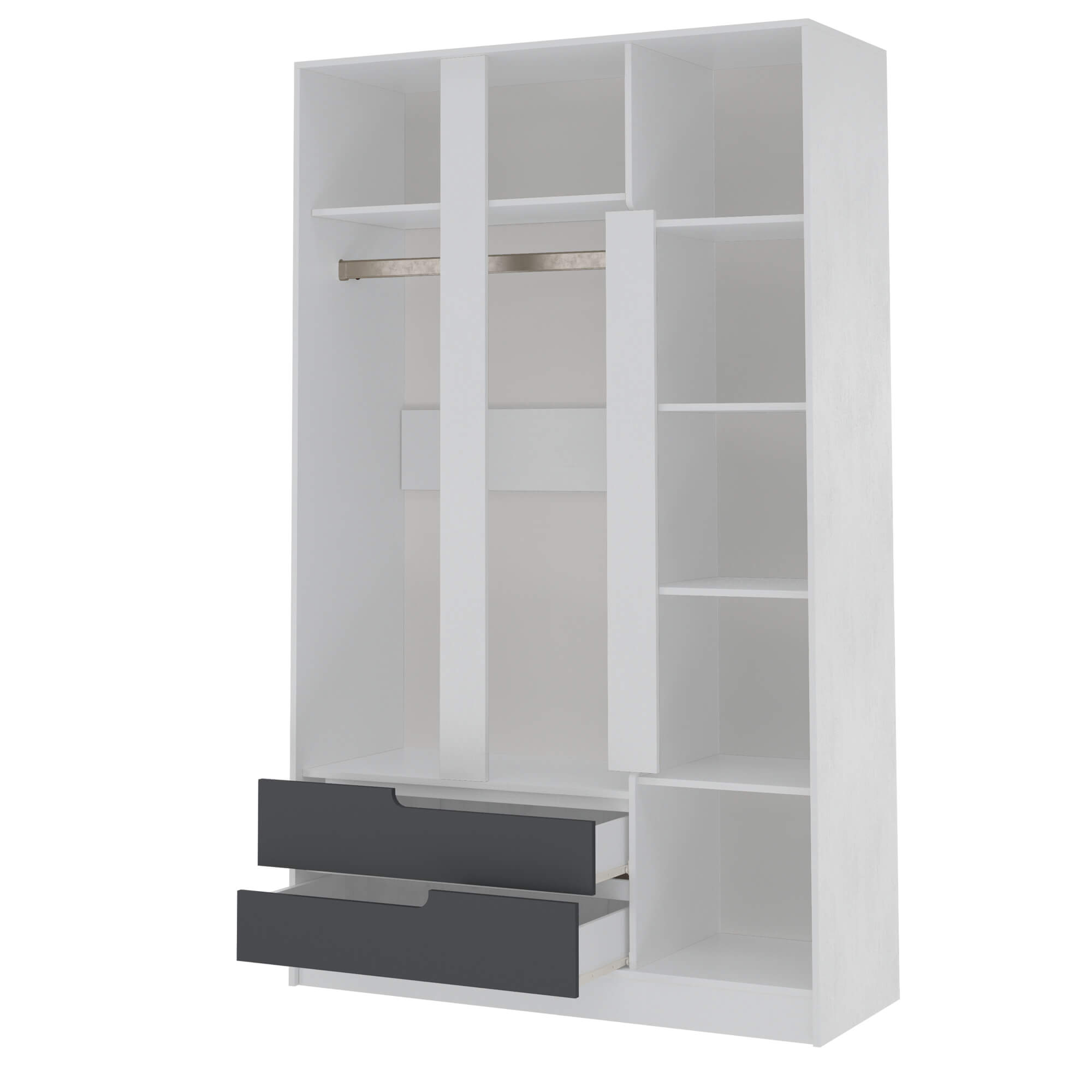 Гавана шкаф 3х ств. белый/графит серый