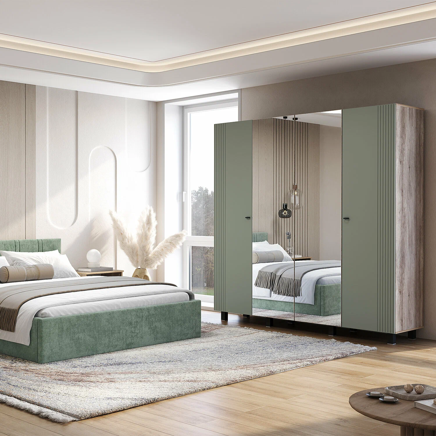 Шкаф 4-х створчатый Олива ШК-13 эвкалипт софт