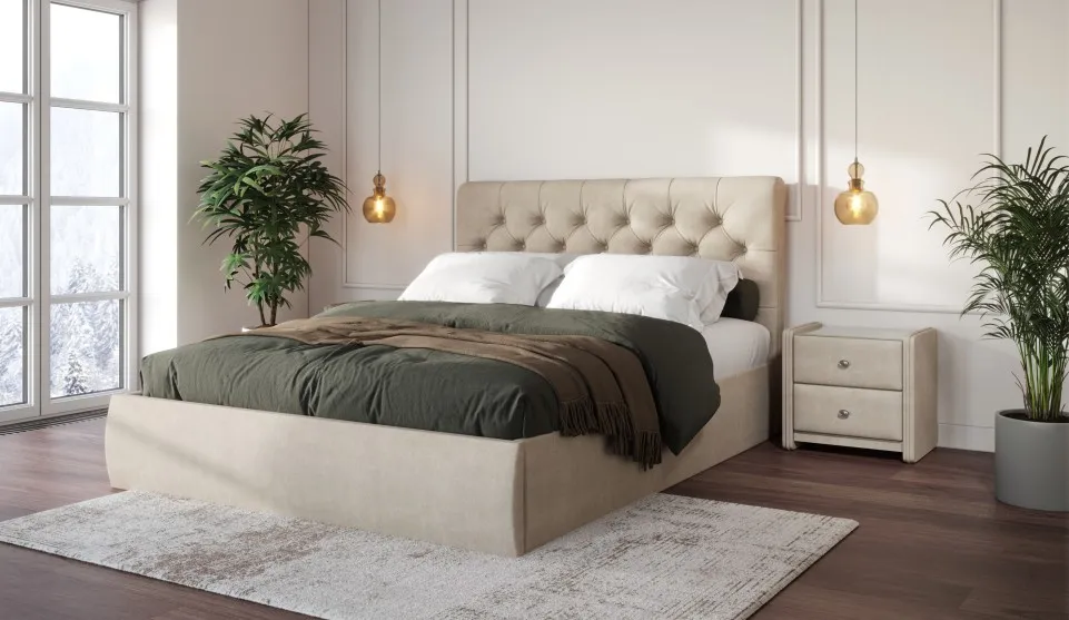 Кровать Беатриче с пм 160х200 Ultra (sand)