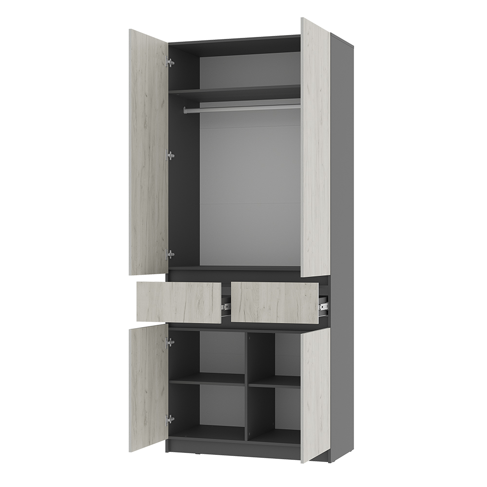 Шкаф 2-х створчатый Багира ШК-03 графит/дуб крафт