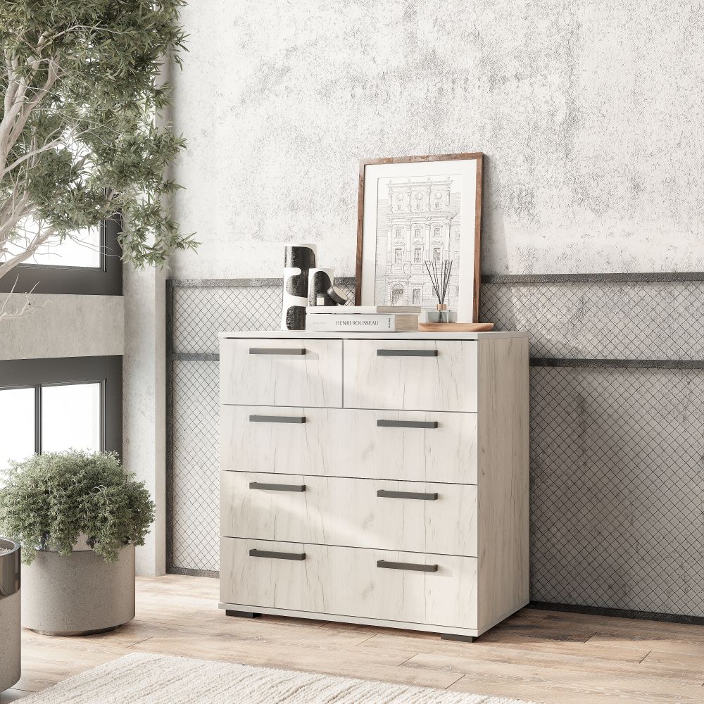 Комод Стандарт-5 NEW дуб крафт белый