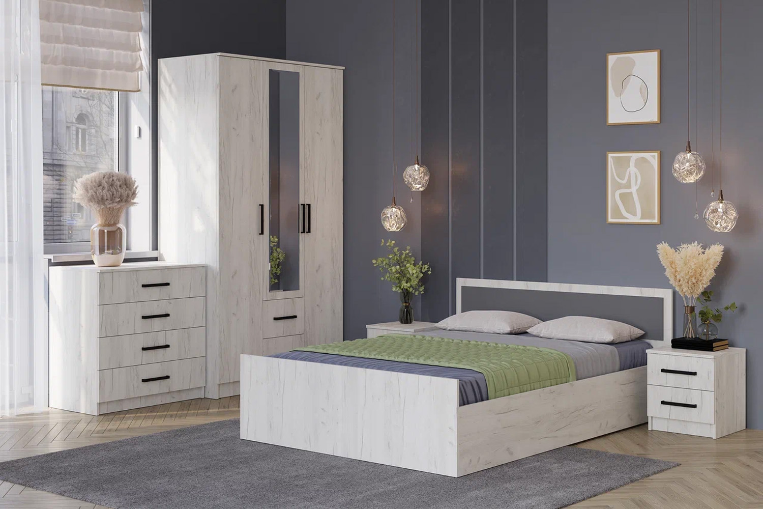 Спальня Фиеста дуб крафт белый