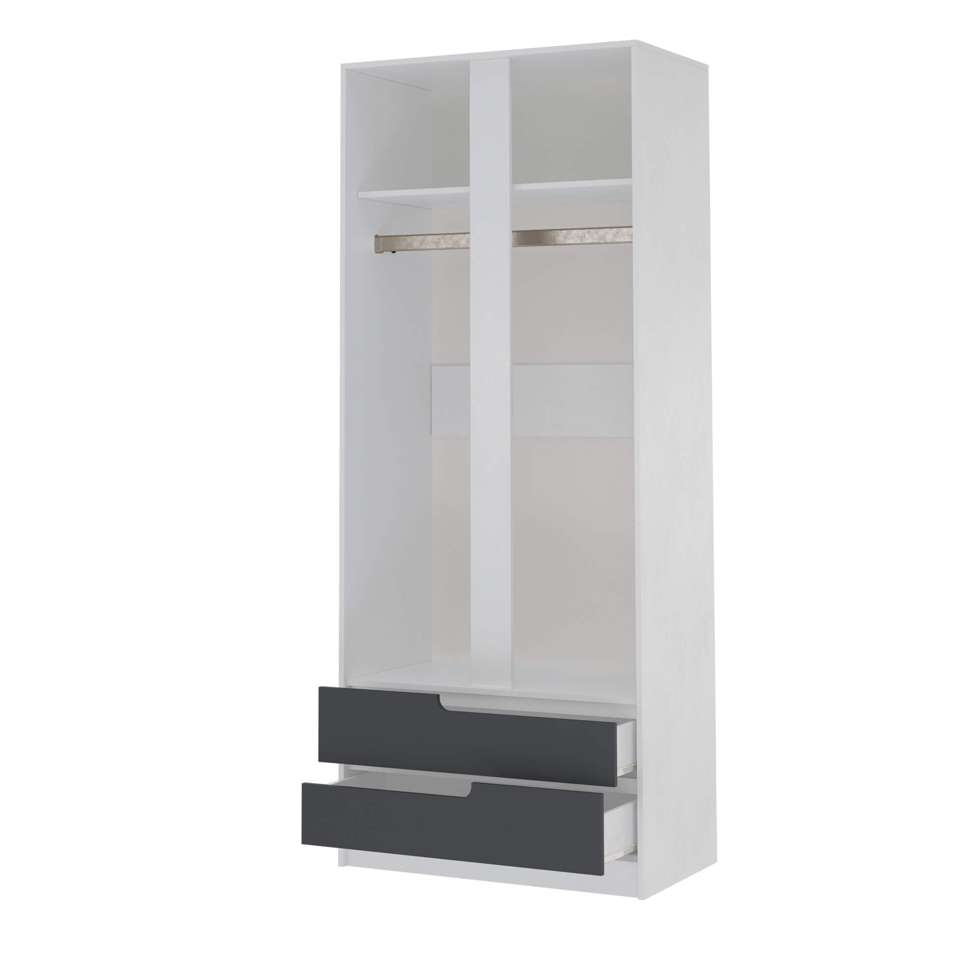 Гавана шкаф 2х ств. белый/графит серый