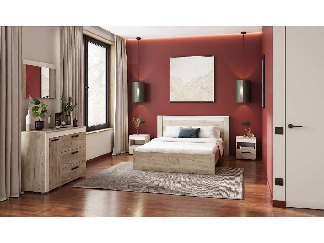 Спальня Адель дуб крафт серый/дуб крафт белый