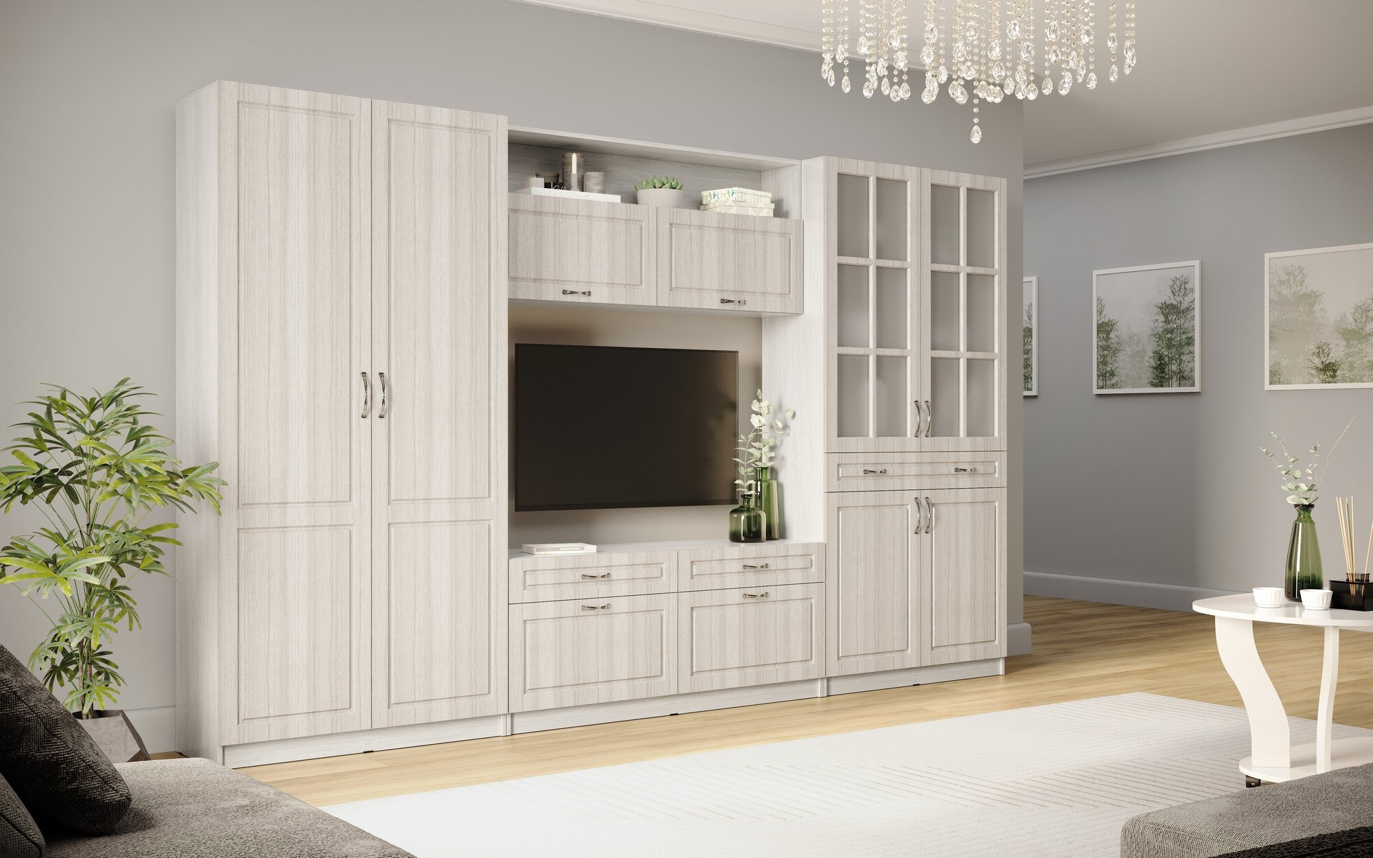 Гостиная Апполия ясень анкор светлый/сандал белый