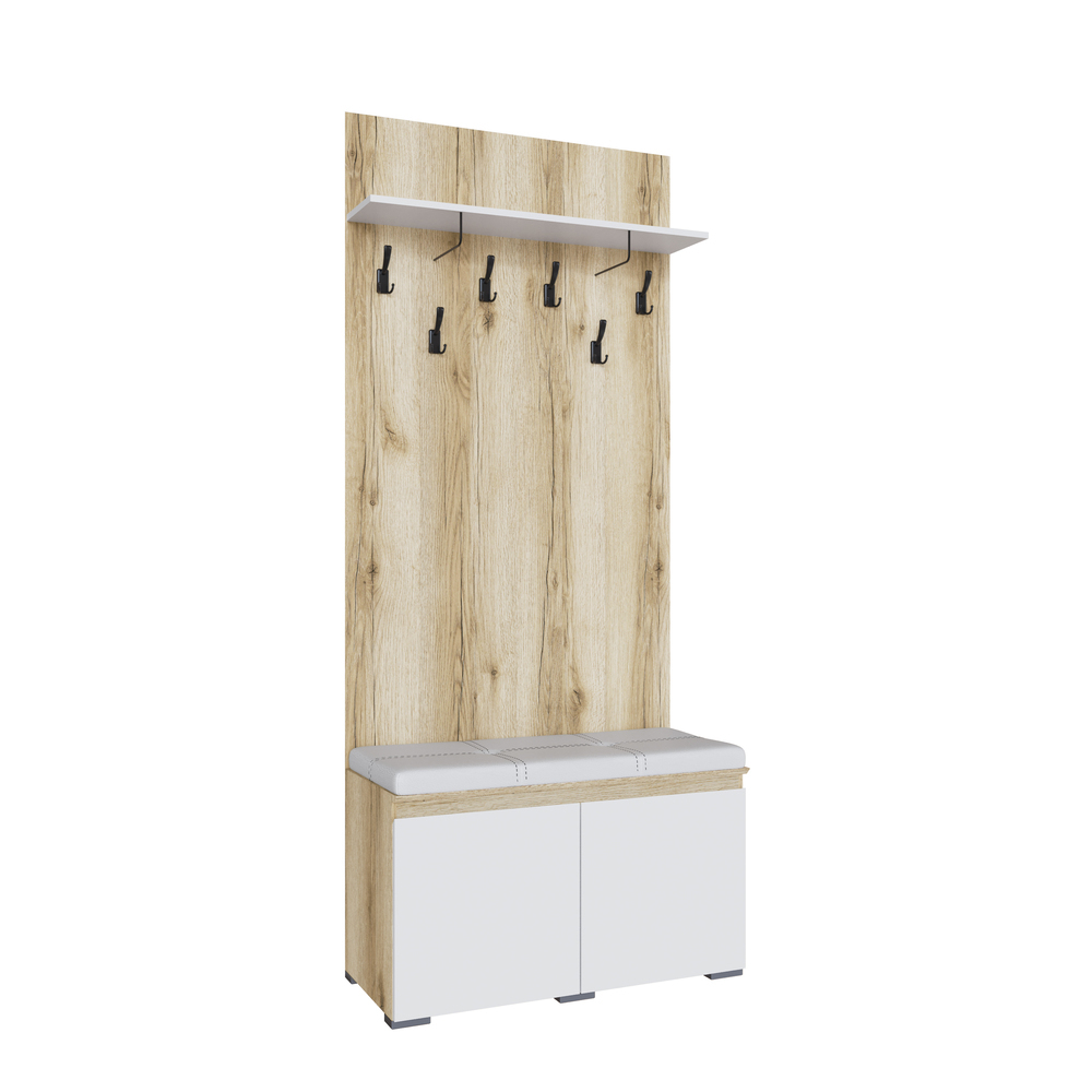  Плейона Тумба с вешалкой дуб делано/белый