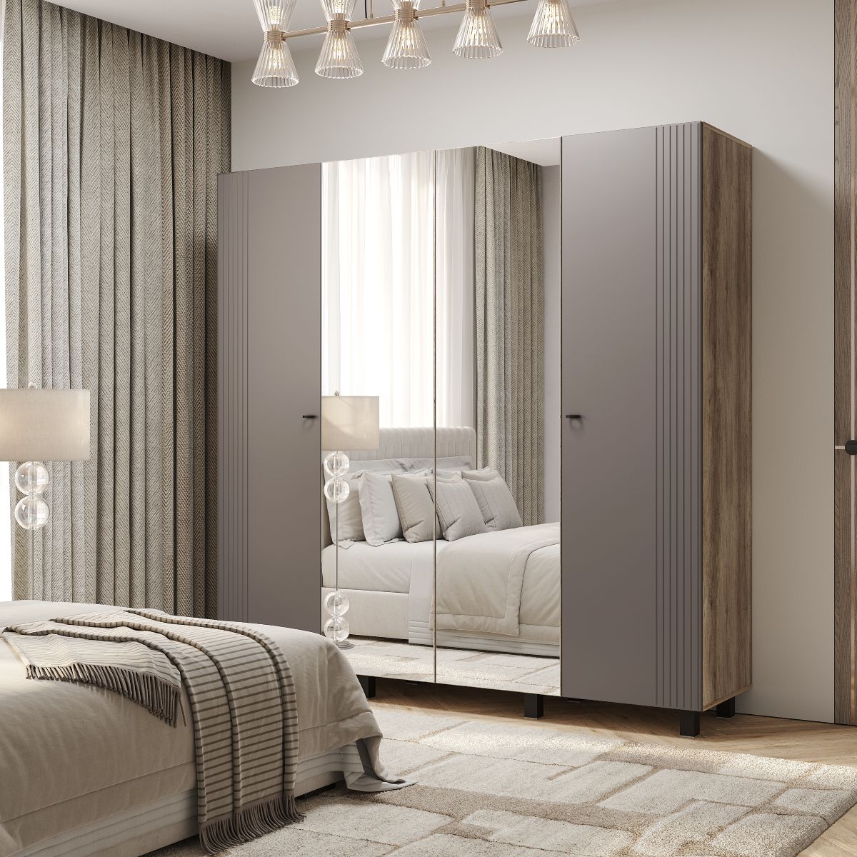 Шкаф 4-х створчатый Олива ШК-13 муссон софт