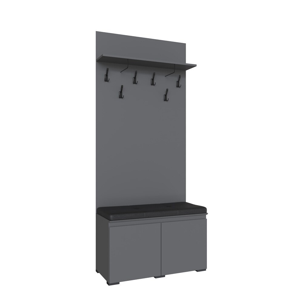 Плейона Тумба с вешалкой графит серый