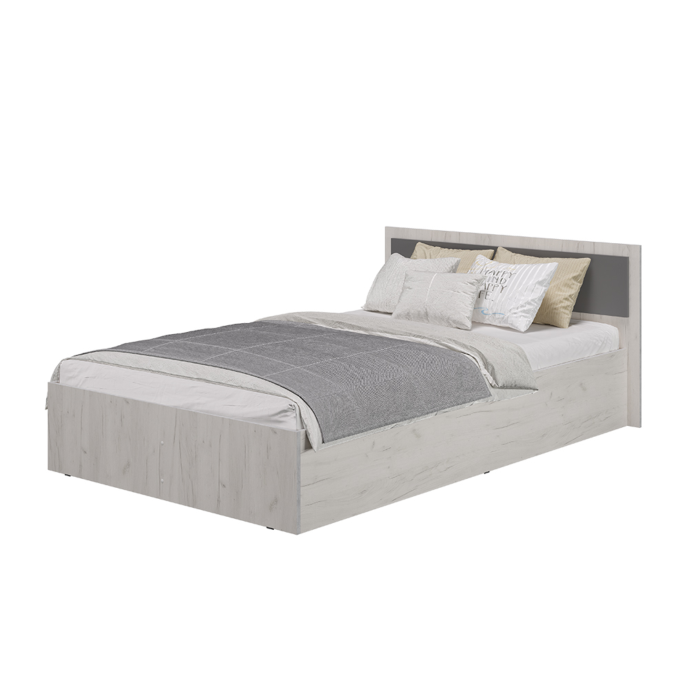 Кровать 1,2 м Фиеста дуб крафт белый/графит