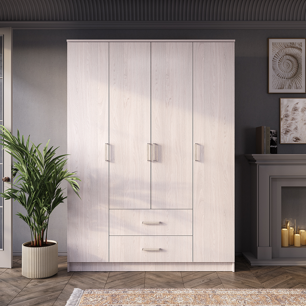 Титан Шкаф 4-х створчатый ясень белый