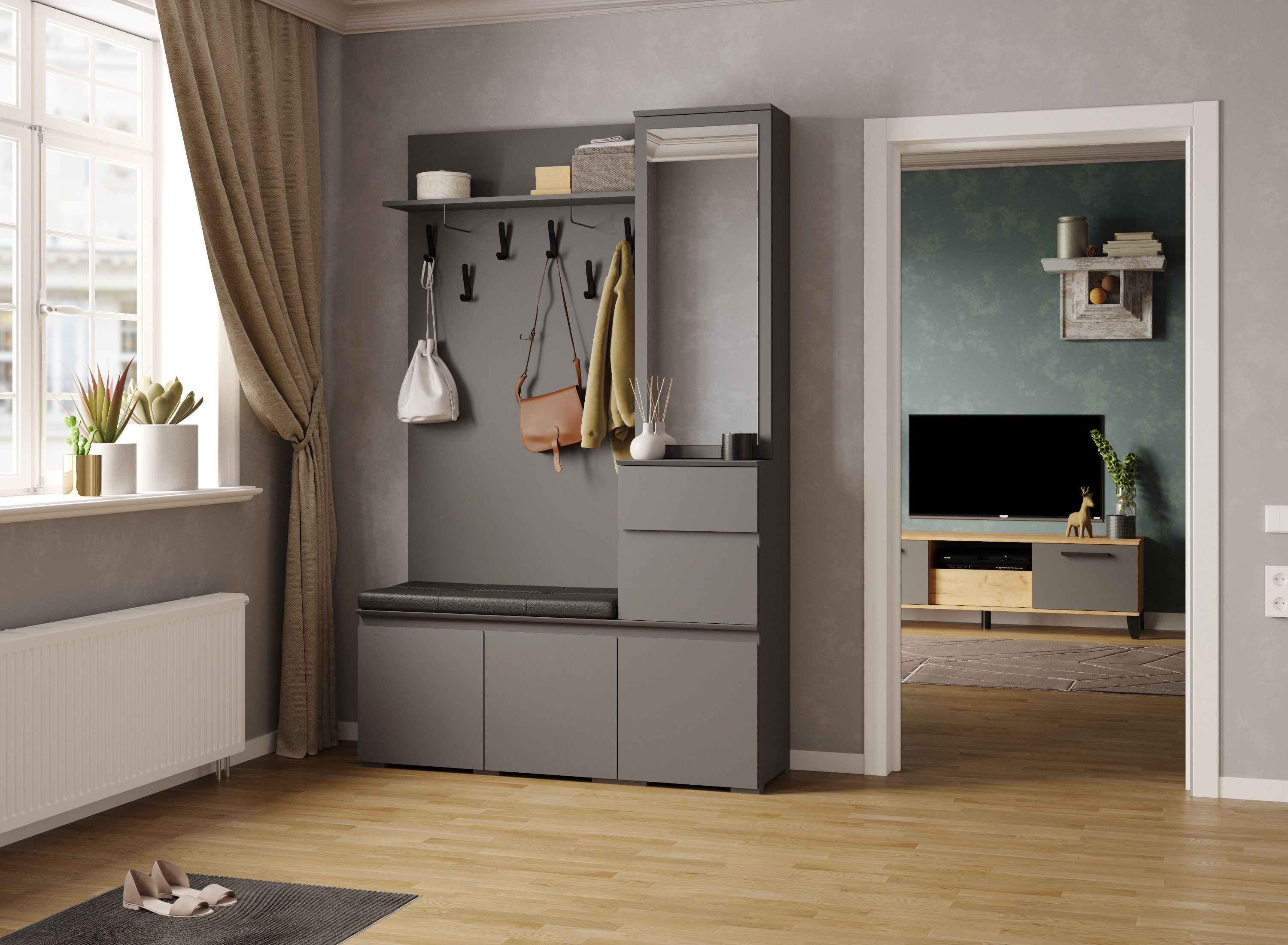 Прихожая Плейона графит