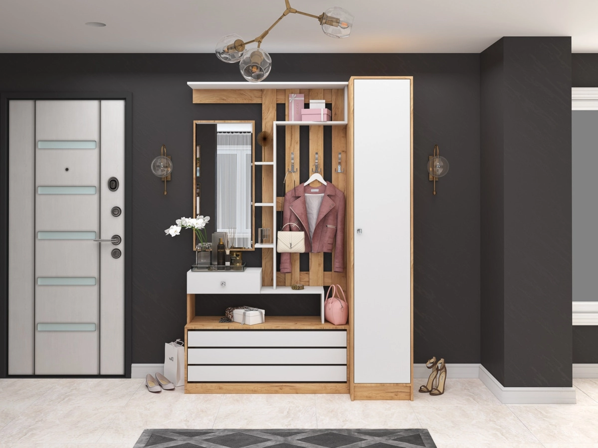 Прихожая Ямайка Дуб крафт золотой/белый