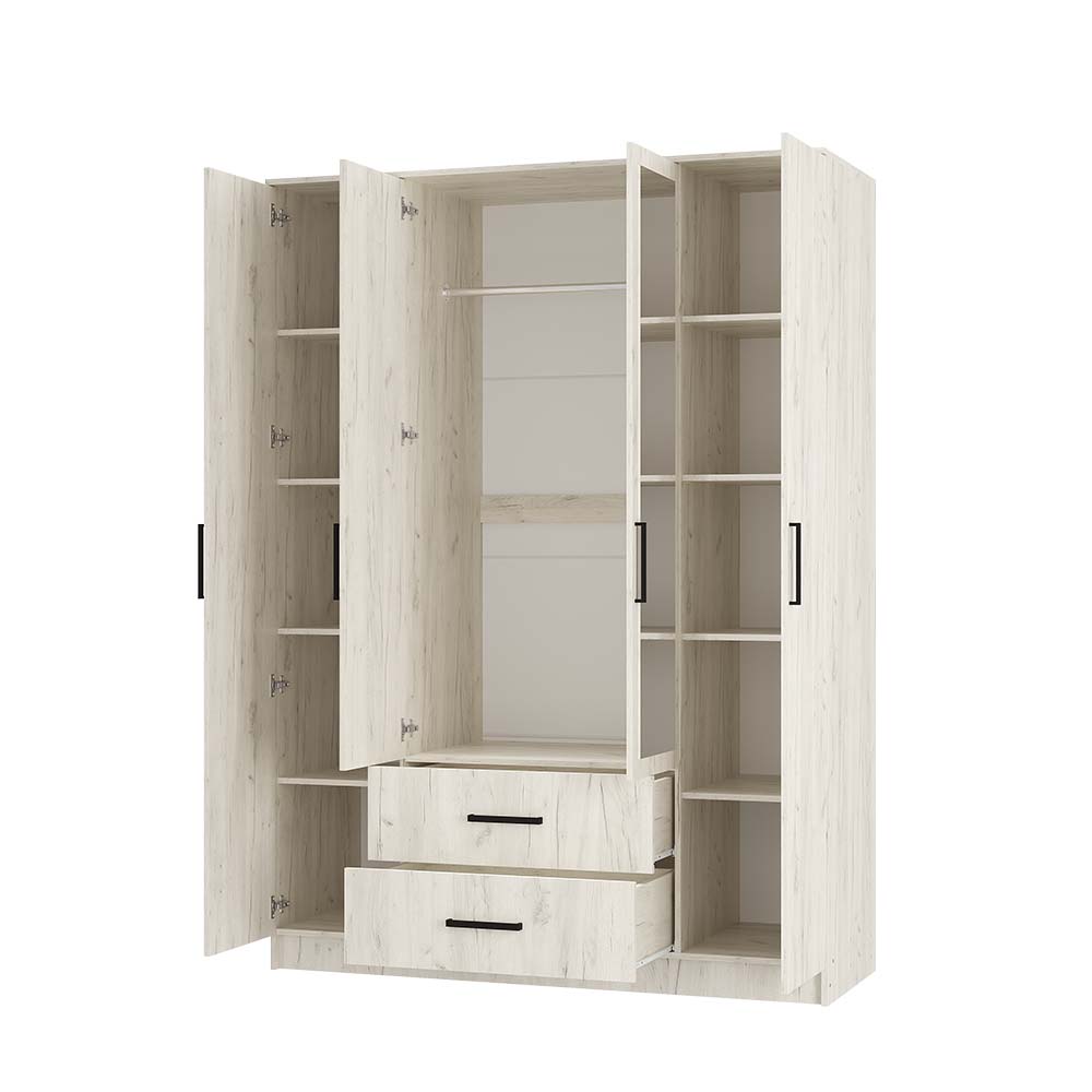 Фиеста Шкаф 4-х створчатый дуб крафт белый