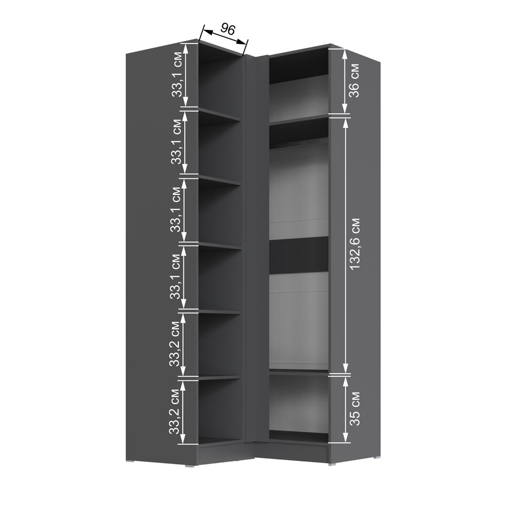  Вегас Шкаф угловой графит серый/камень серый