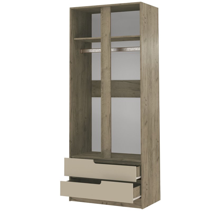 Гавана шкаф 2х ств. дуб крафт серый/кашемир