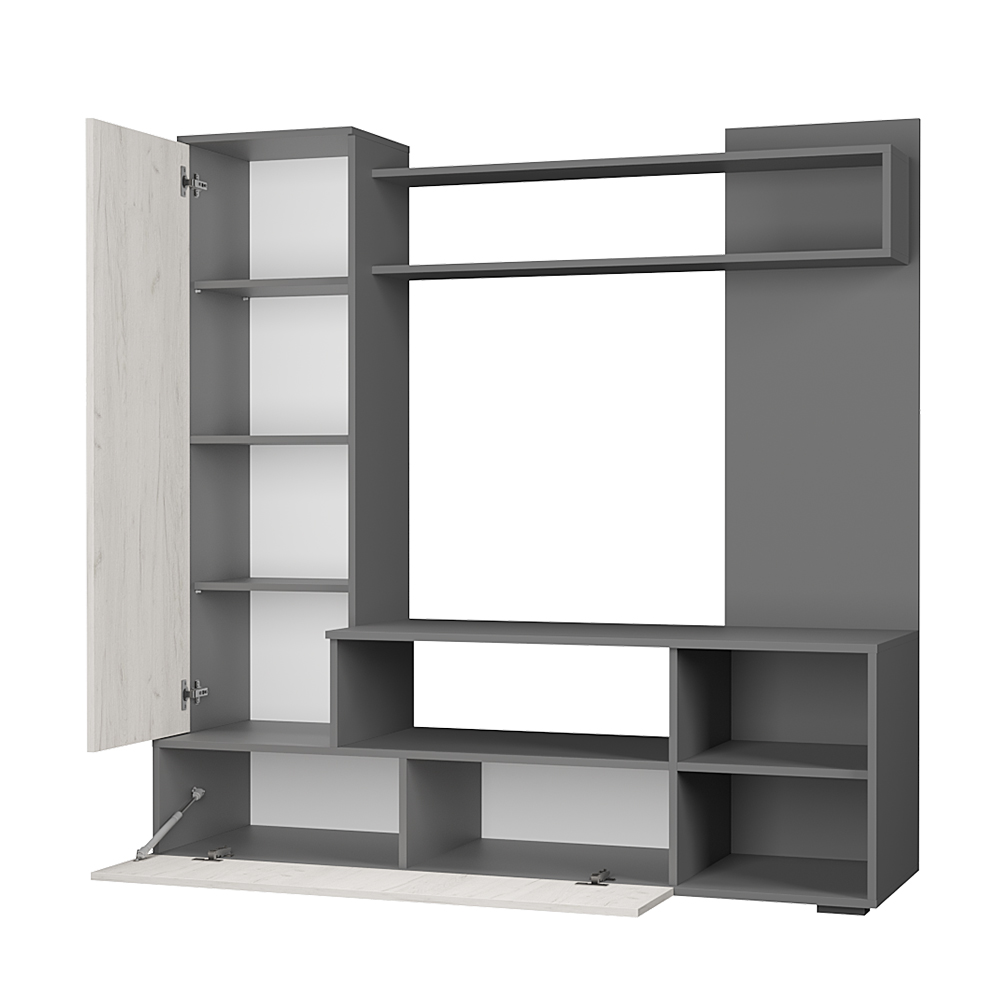 Гостиная Евро-2 графит/дуб крафт белый