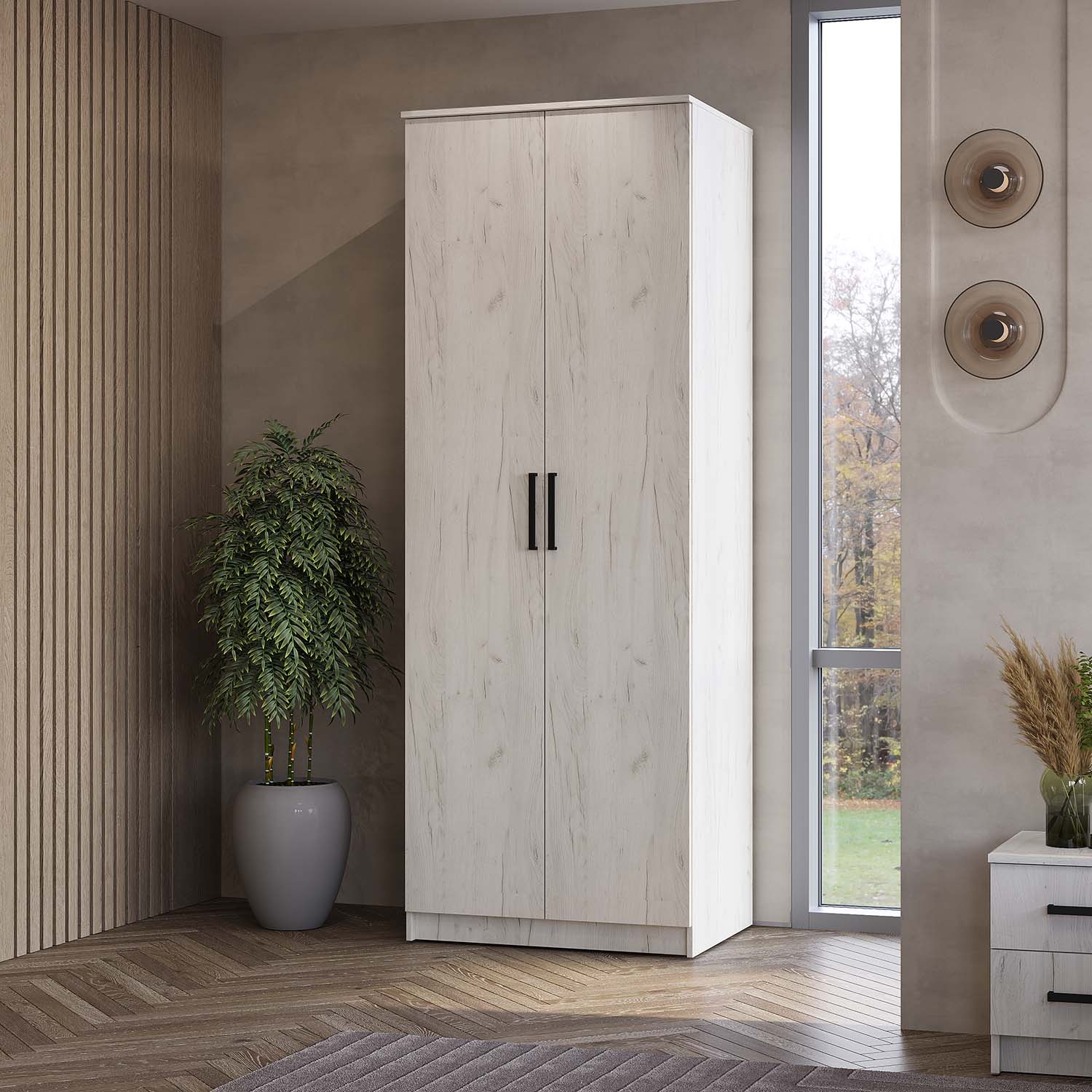 Шкаф 2-х створчатый Фиеста дуб крафт белый