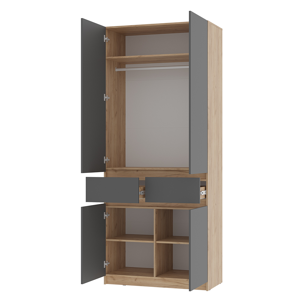 Шкаф 2-х створчатый Багира ШК-03 крафт/графит