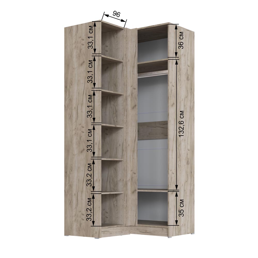 Вегас Шкаф угловой дуб крафт серый/цемент