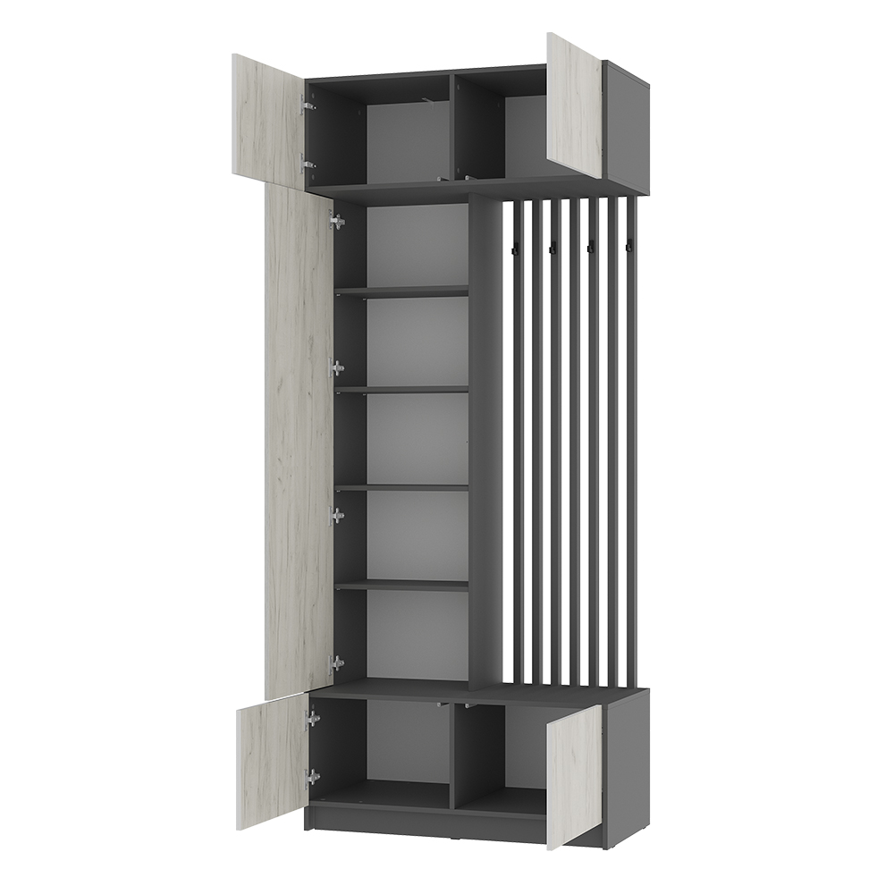 Прихожая Багира ПР-03 графит/дуб крафт белый