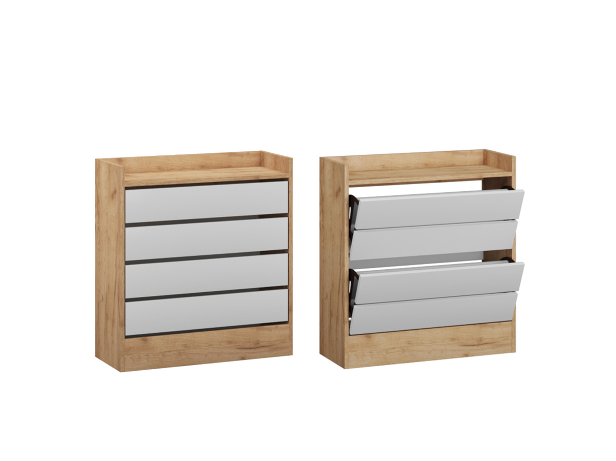 Ямайка обувница ЯПТ-3 дуб крафт золотой/белый