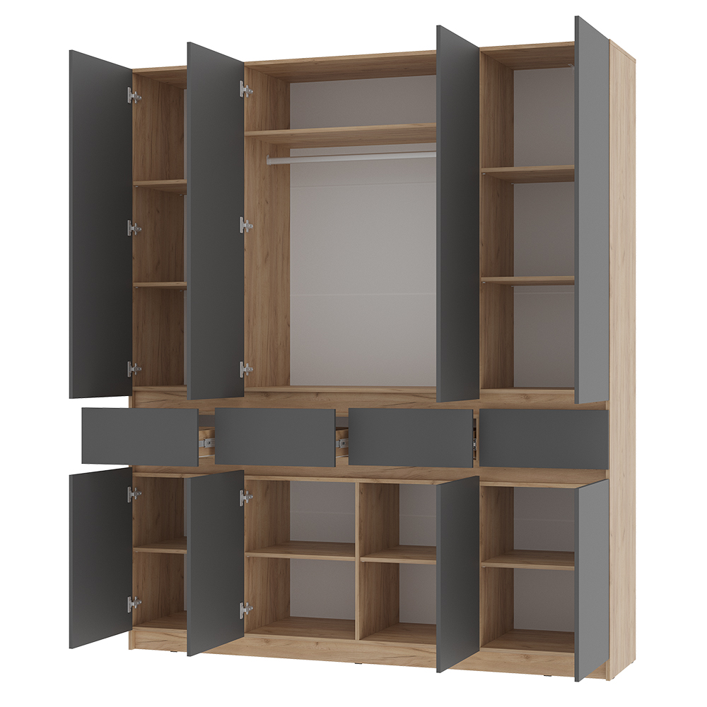 Шкаф 4-х створчатый Багира ШК-13 крафт/графит