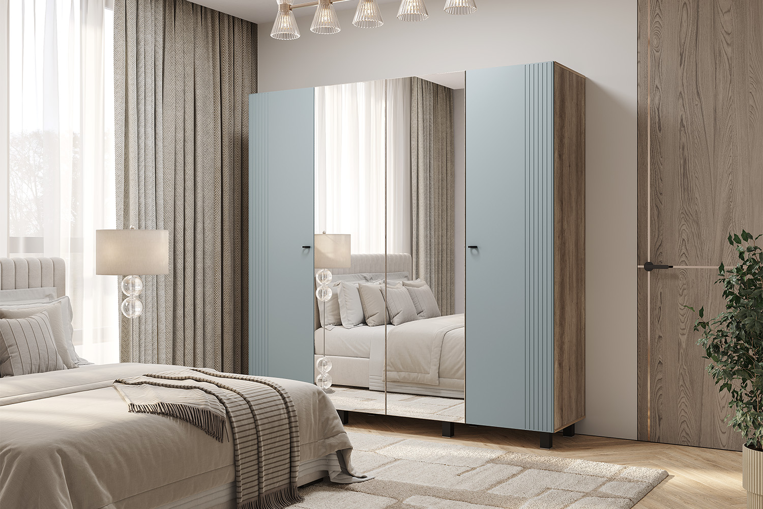 Шкаф 4-х створчатый Олива ШК-13 шарли бриз