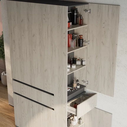 Шкаф стеллаж Багира ШК-16 графит/дуб крафт белый