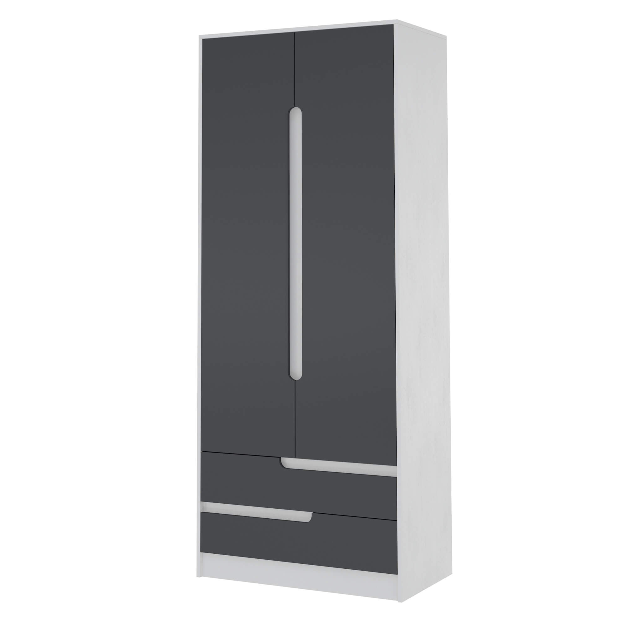 Гавана шкаф 2х ств. белый/графит серый