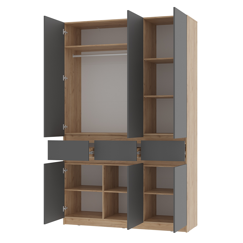 Шкаф 3-х створчатый Багира ШК-08 крафт/графит