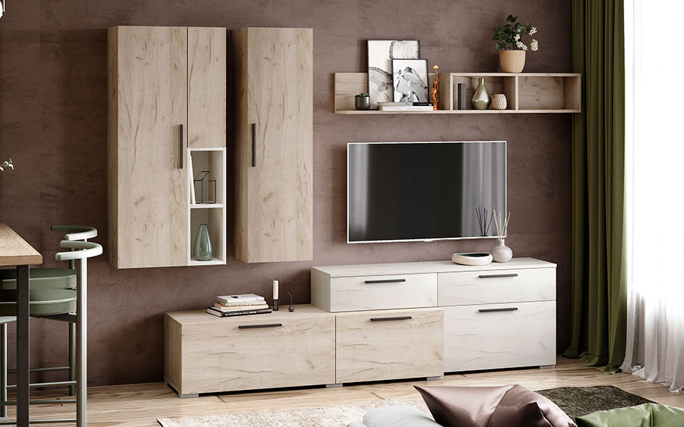 Гостиная Альберо дуб крафт серый