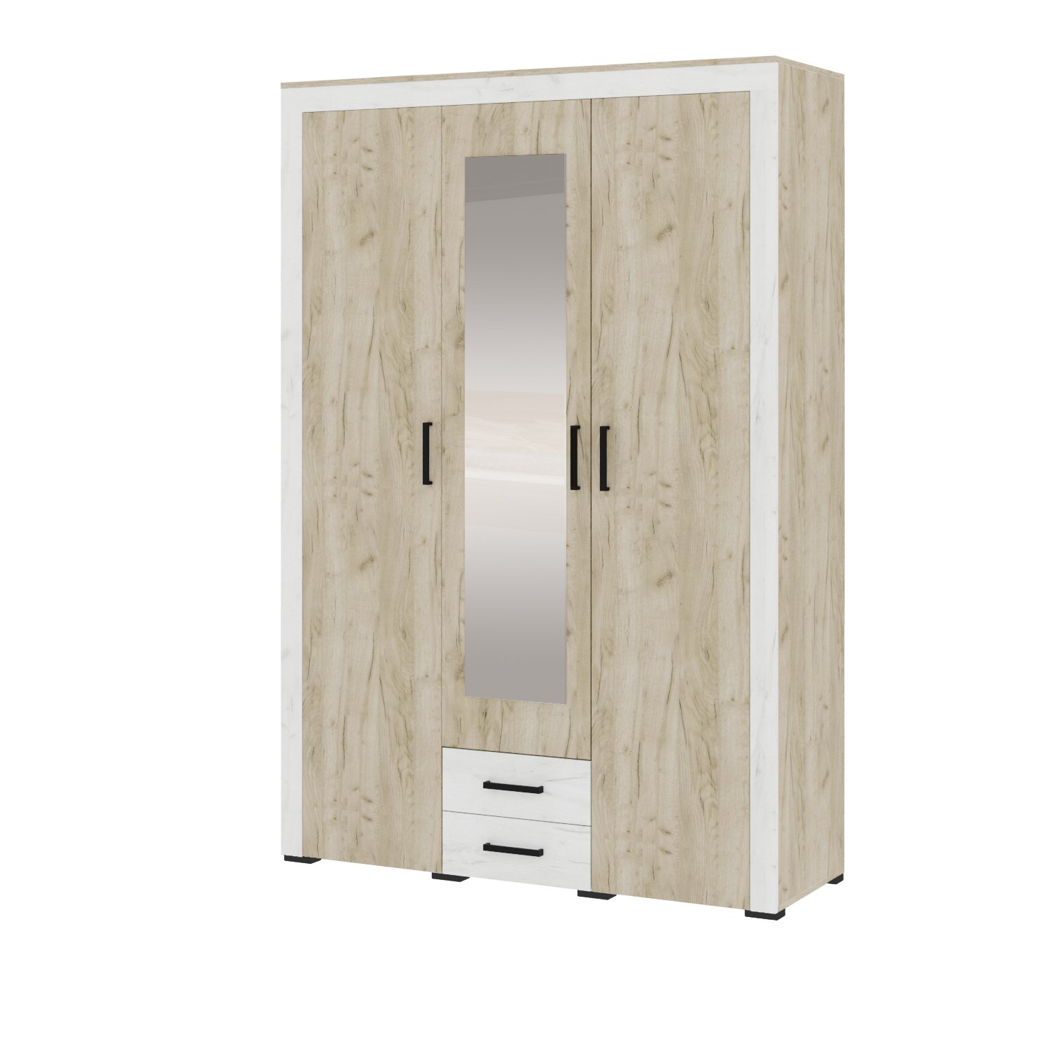  Адель шкаф 3-х ств дуб крафт серый/дуб крафт бел