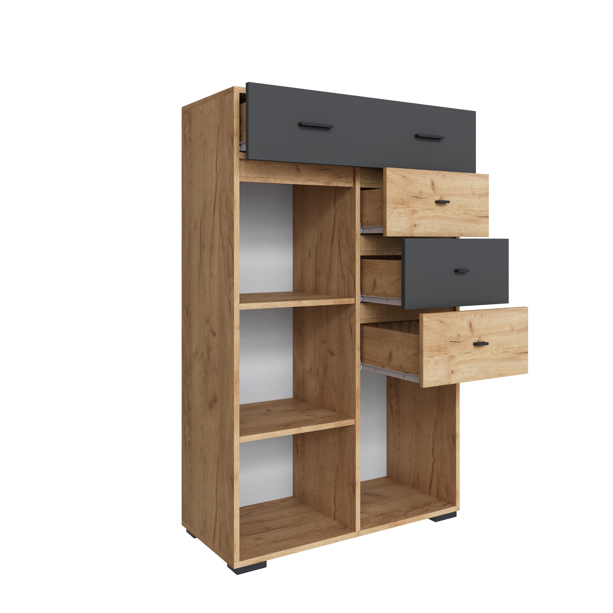 Дублин Комод дуб крафт золотой/графит серый