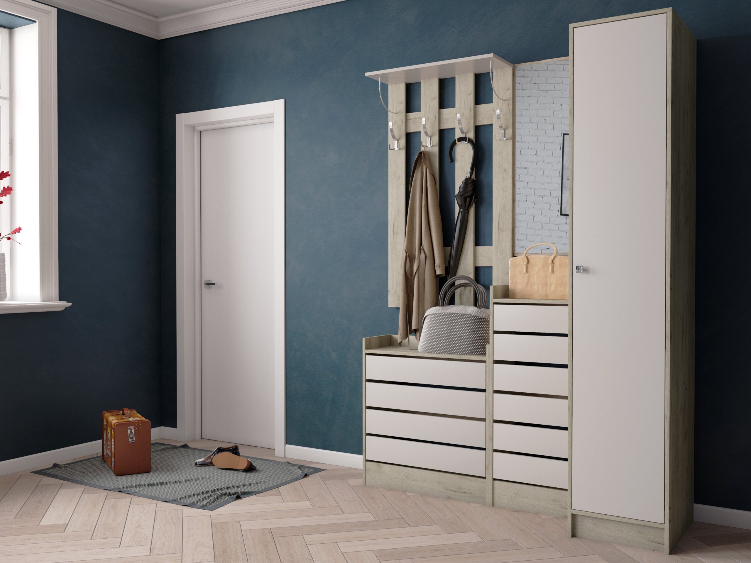 Прихожая Ямайка дуб крафт серый/кашемир