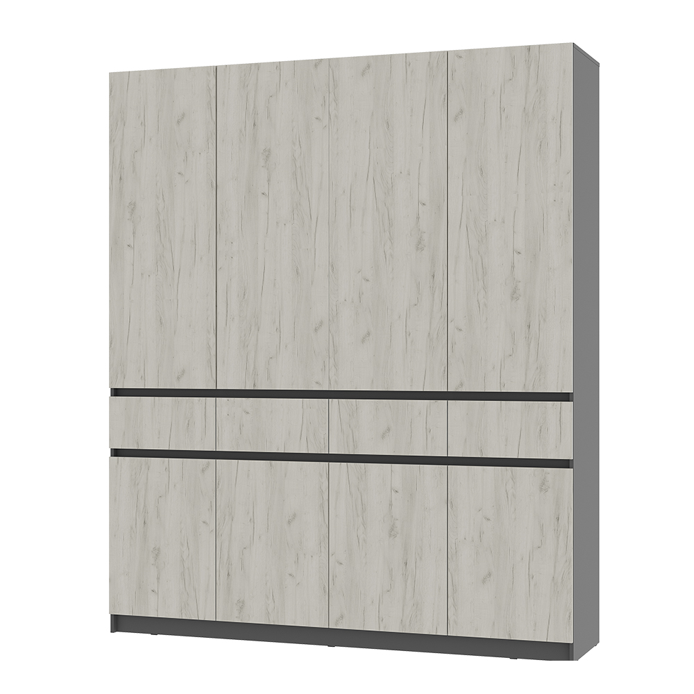 Шкаф 4-х створчатый Багира ШК-13 графит/дуб крафт