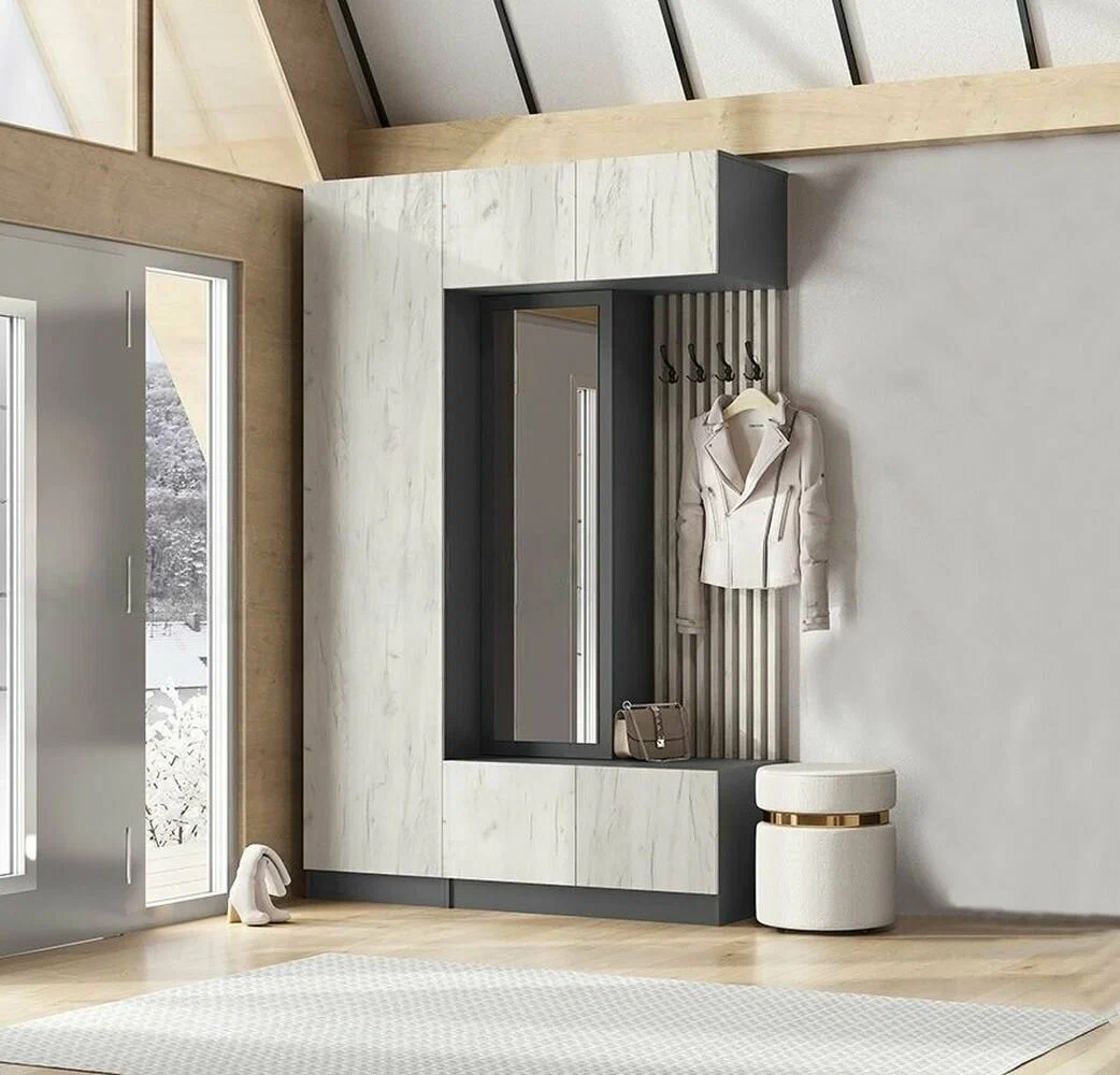 Прихожая Багира графит/дуб крафт белый