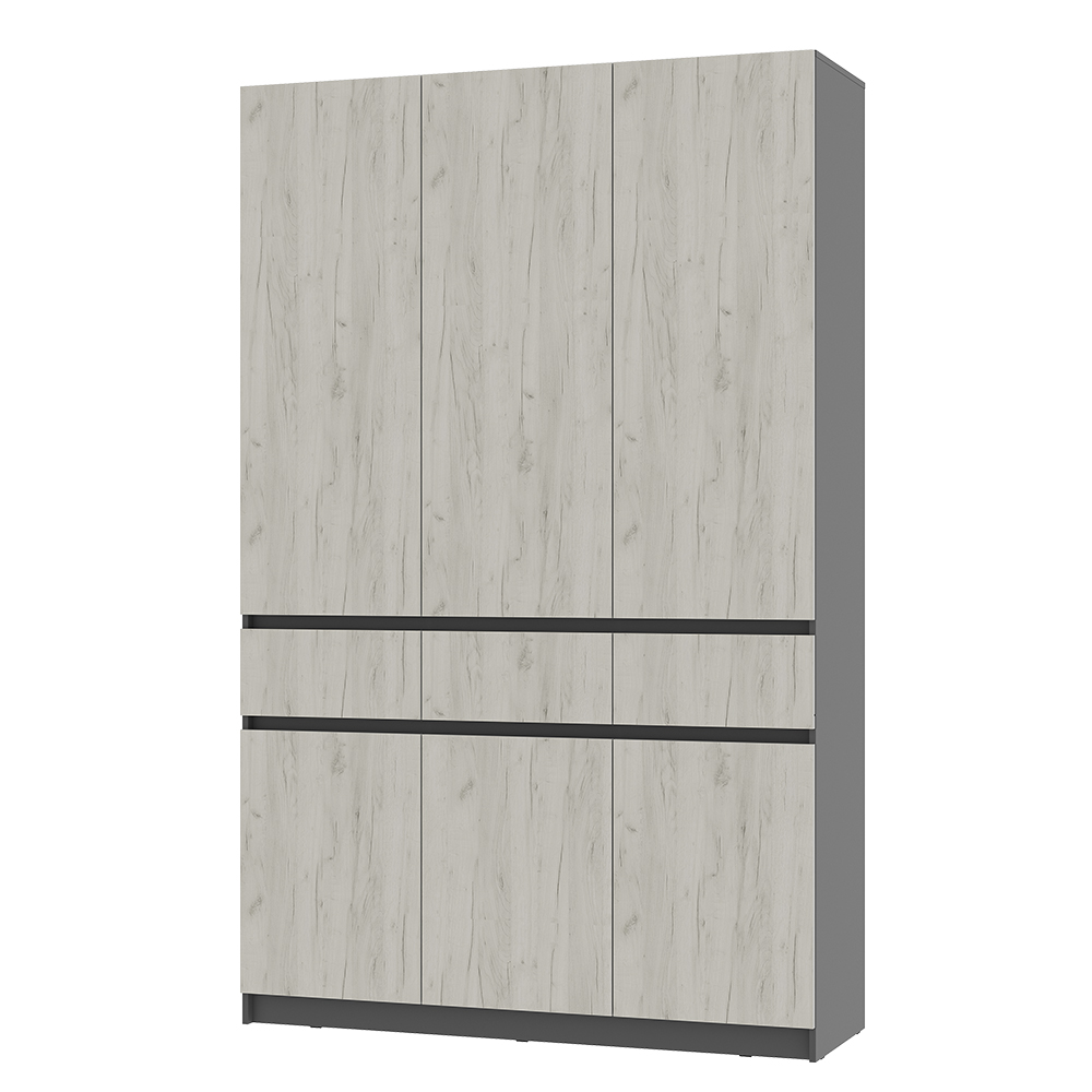 Шкаф 3-х створчатый Багира ШК-08 графит/дуб крафт