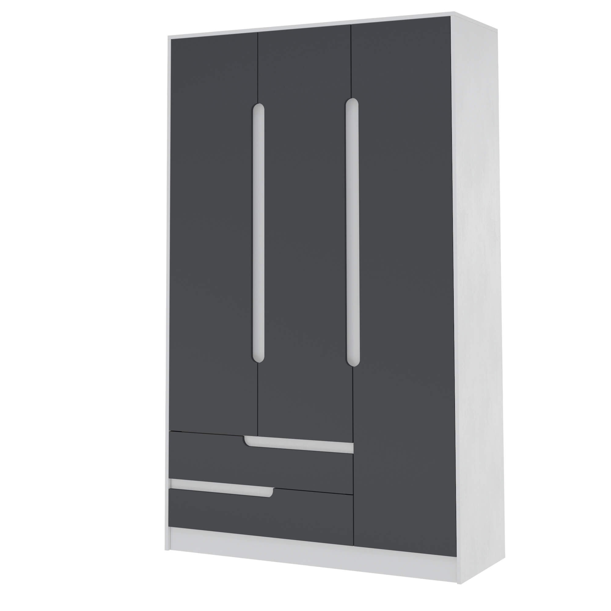 Гавана шкаф 3х ств. белый/графит серый