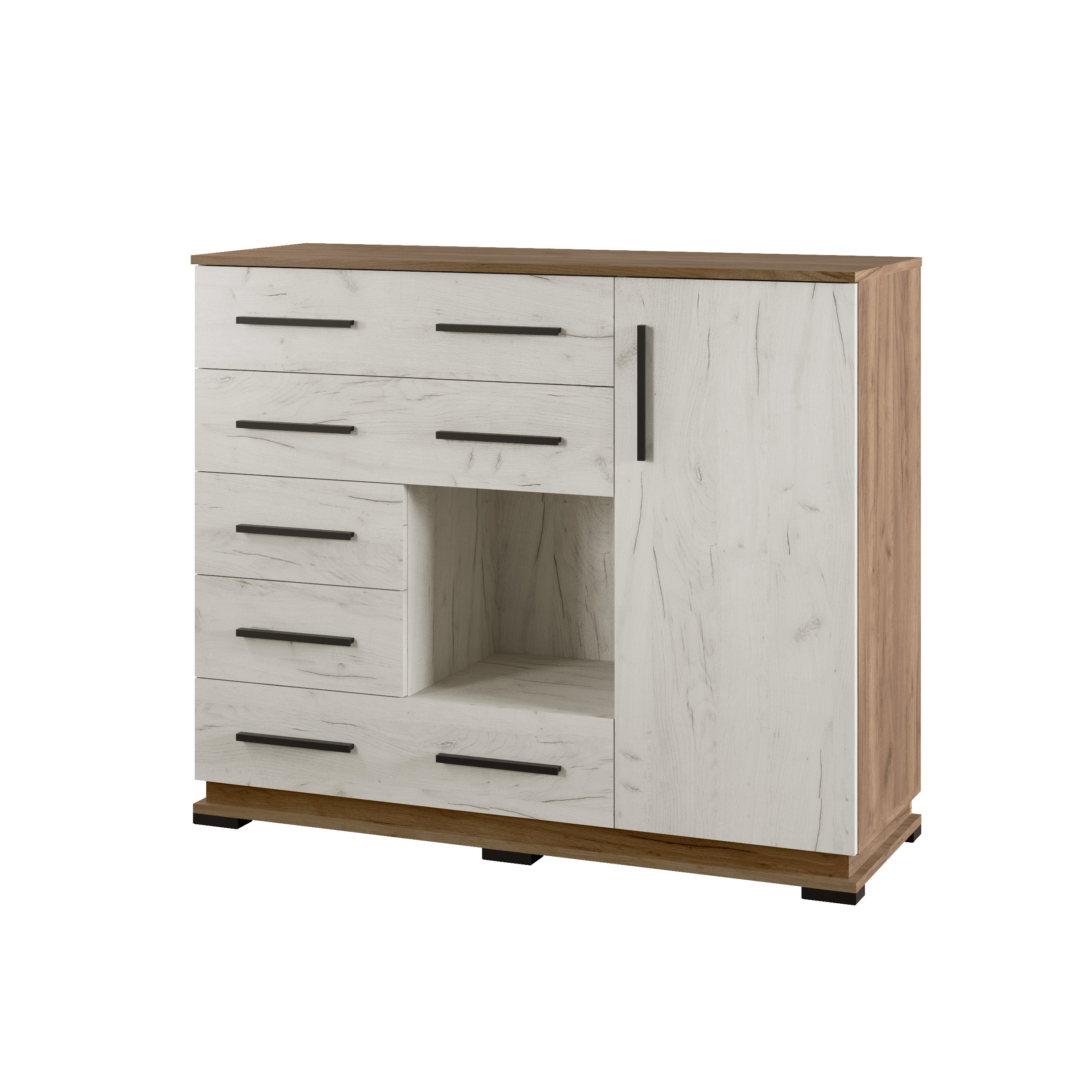 Модена комод МК-2 Дуб крафт табачный/Дуб крафт бе