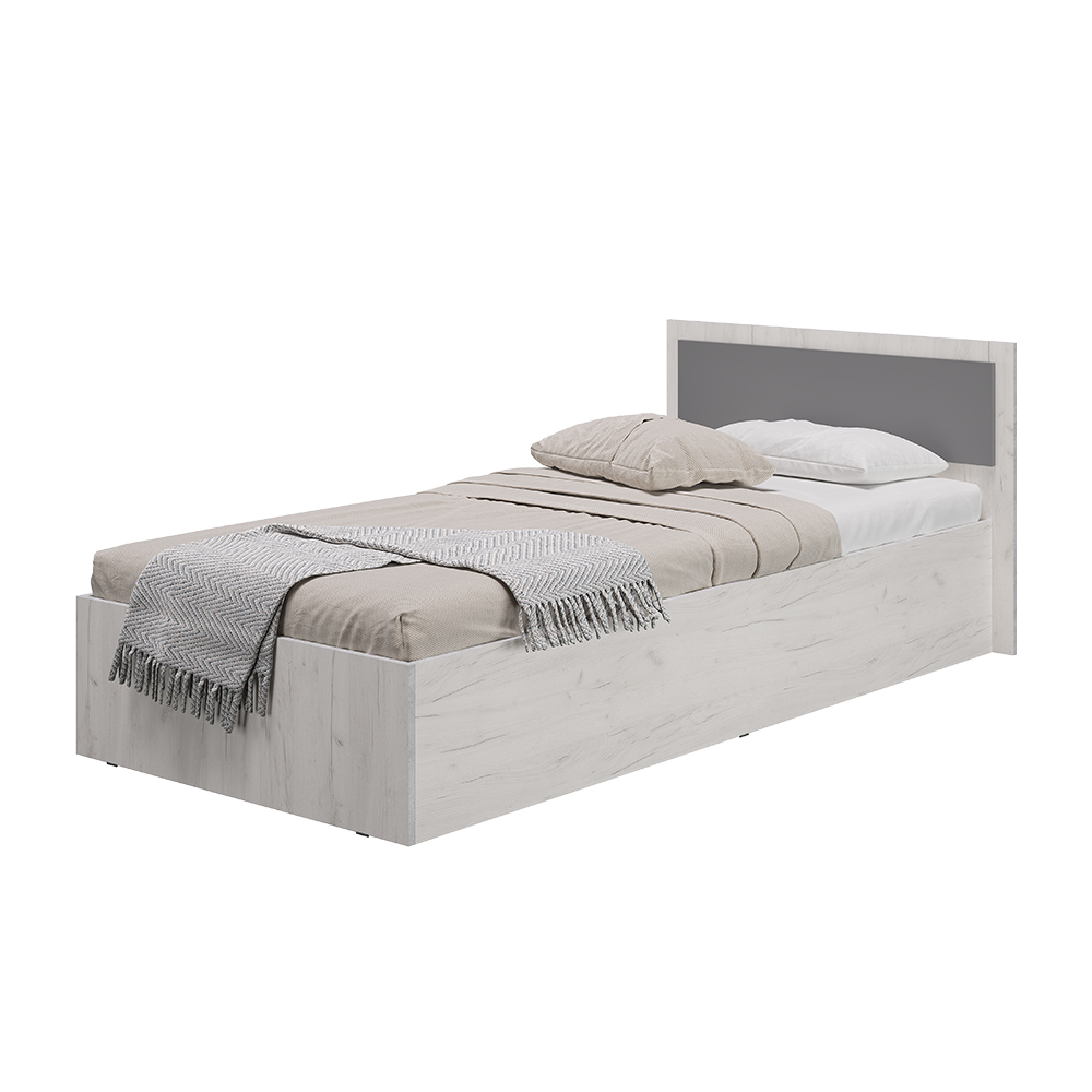 Кровать 0,9 м Фиеста дуб крафт белый/графит