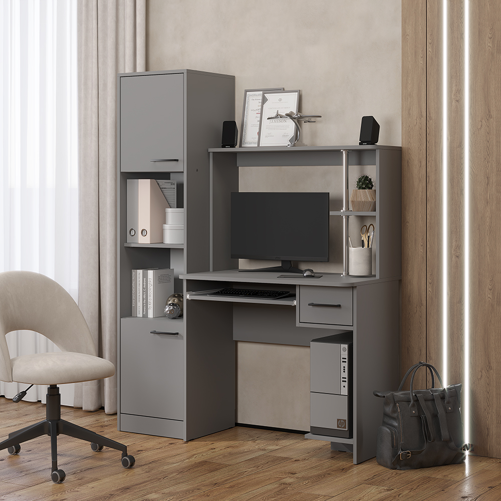 Стол компьютерный Дебют с пеналом графит