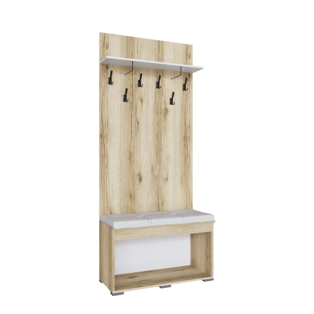  Плейона Тумба с вешалкой дуб делано/белый