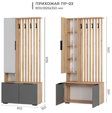 Прихожая Сандра ПР-03 крафт/графит