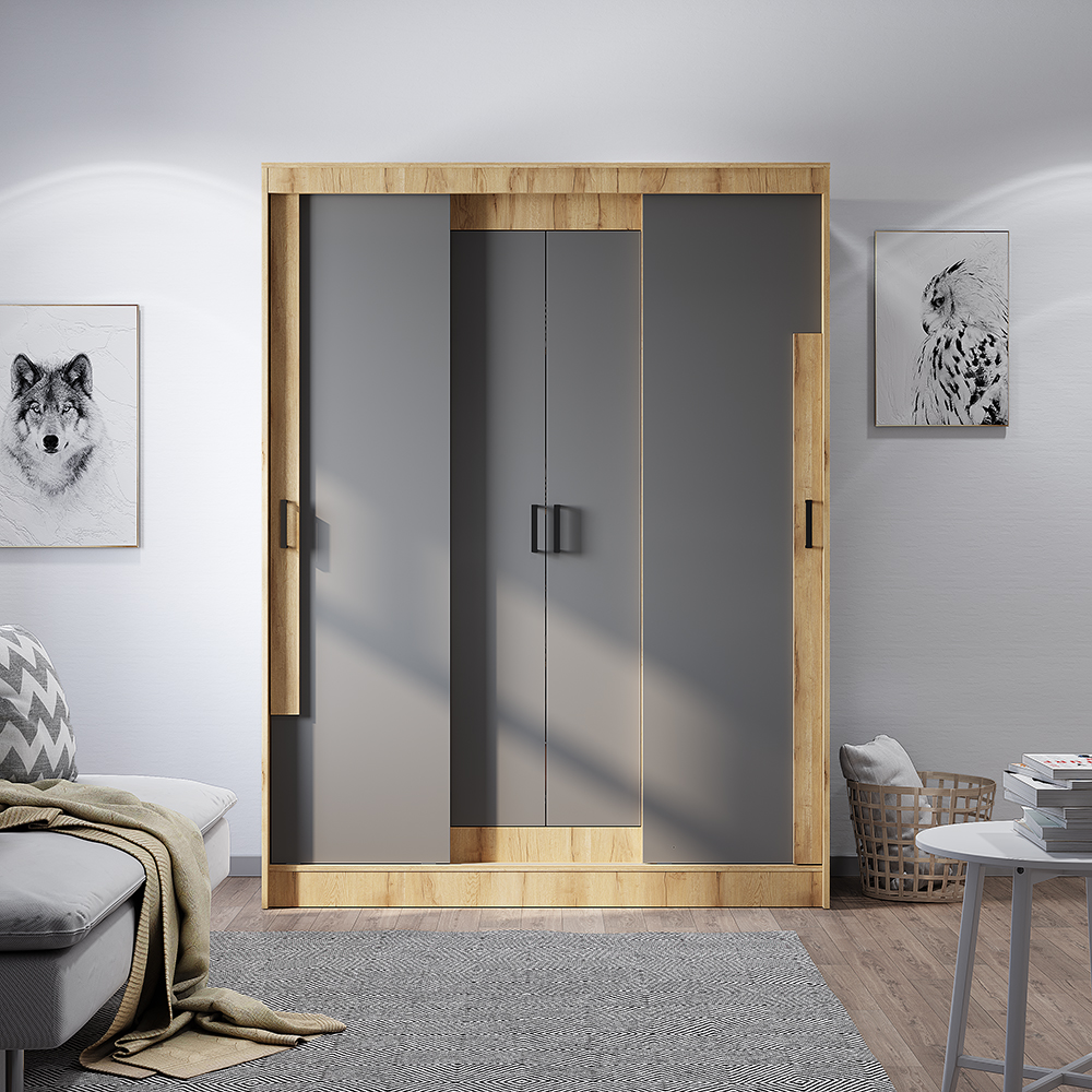 Шкаф-купе Смарт ШКК-06 крафт/графит