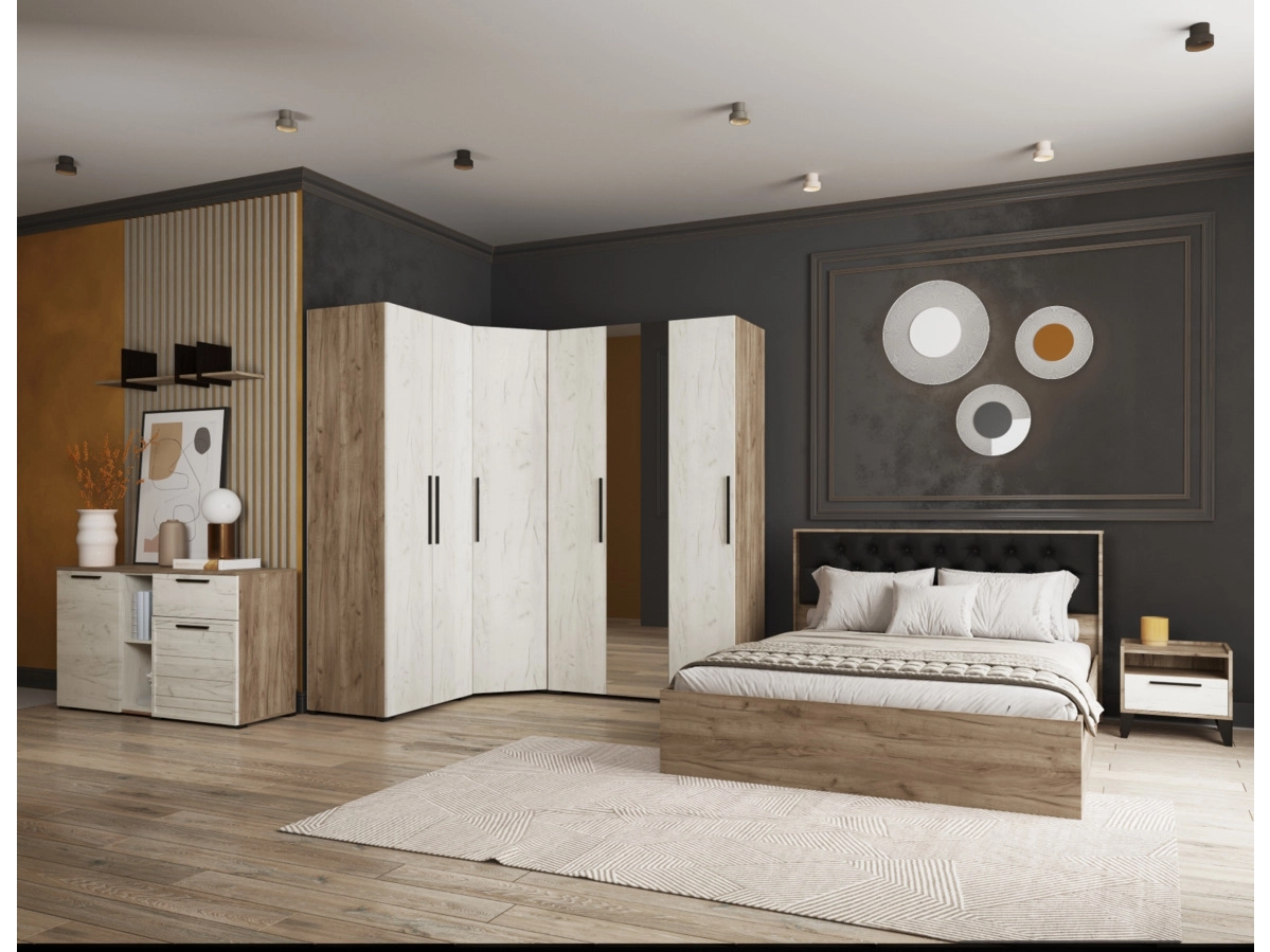 Модена спальня Дуб крафт табачный/Дуб крафт белый